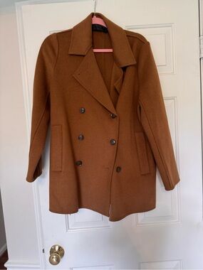 Jenni Kayne Double-Breasted Pea Coat in Camel Brown